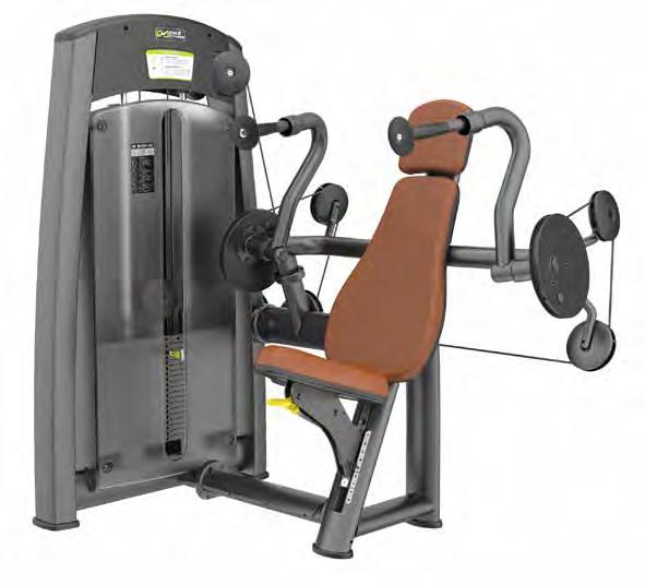 TRICEPS PULL ABB CRUNCH pochylone oparcie zapewnia stabilność kierunek ciągnięcia ciężaru w dół ramiona urządzenia