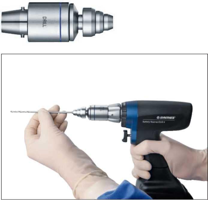 Instrukcja obsługi NASADKI do wiertarki/rozwiertaka BATTERY REAMER/DRILL II Szybkozłączka AO/ASIF do wierteł, prędkość wiercenia (530.750) Maksymalna prędkość: ok. 930 obr.