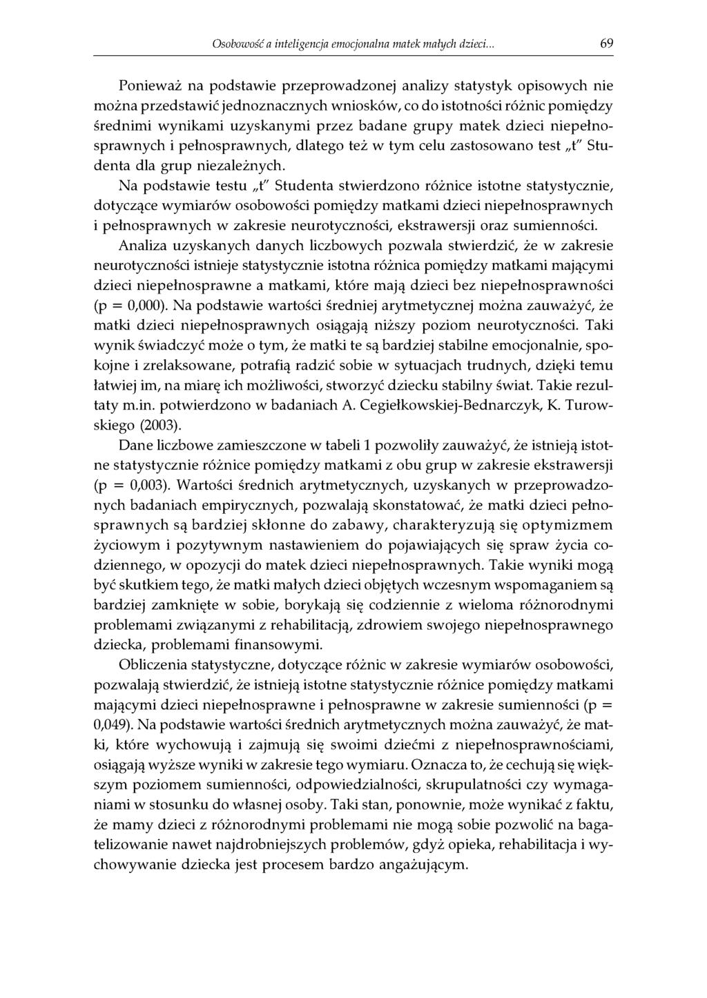 O sobow ość a inteligencja emocjonalna m atek m ałych dzieci.