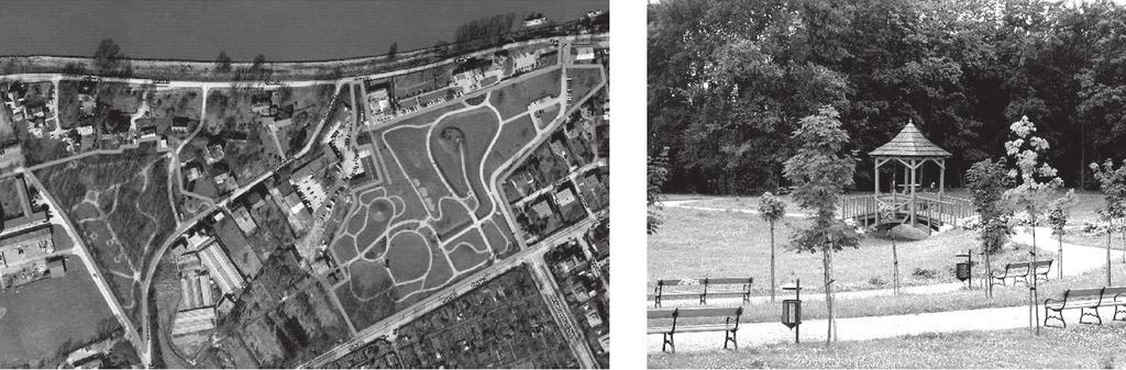 Dębnicki Park in Krakow on the satellite map and a footbridge-bower above an indentation Kolejny projekt opracowany w jednostce to rewitalizacja Wzgórza Zamkowego w Będzinie 47.