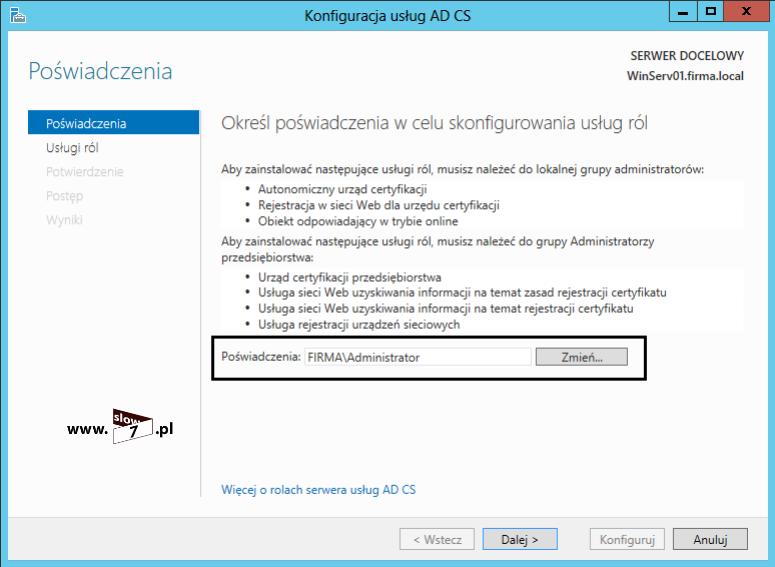 18 (Pobrane z slow7.pl) W kroku kolejnym określamy usługi, które będą podlegać konfiguracji.