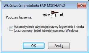 Po określeniu wszystkich ustawień powracamy do okna Właściwości połączenia sieciowego gdzie na karcie Uwierzytelnienie