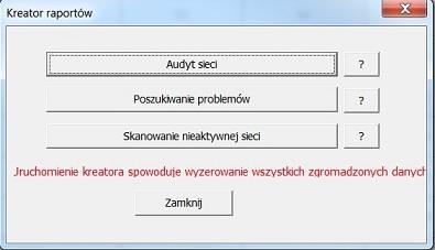 Czynności wykonywane przez Kreatora Raportów KROK 1: Zerowanie danych (tak samo jak PLIK Nowy w menu) KROK 2: Inicjalizacja ProfiCore Ultra (jeżeli jeszcze nie został uruchomiony) KROK 3: