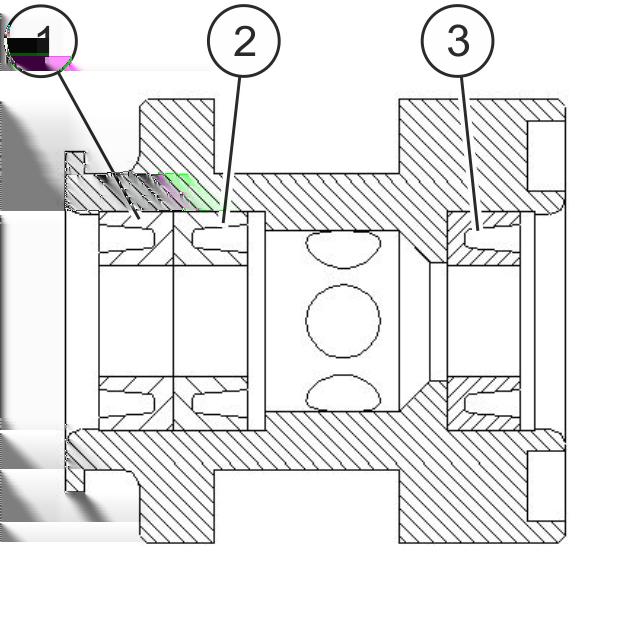 Automat natryskowy M-10 POLSKI Zabudowanie uszczelnień iglicy Rys. 15: Pozycja montażowa 1. Włożyć pierścienie rowkowane ( Rys. 15/1, 2 i 3) do prowadnicy iglicy.