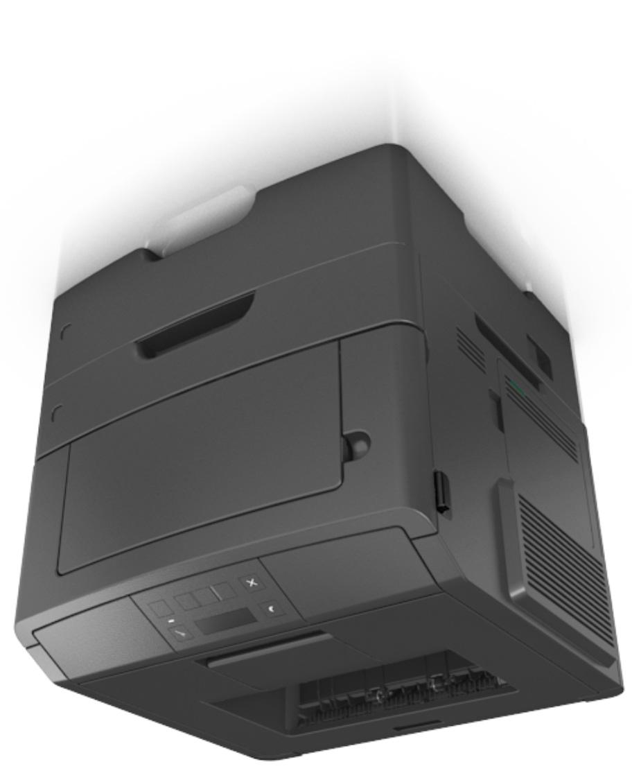 Informacje na temat drukarki 10 1 Panel operacyjny drukarki 2 Ogranicznik papieru 3 Odbiornik standardowy 4 Przycisk zwalniający przednie drzwiczki 5 Drzwiczki dostępu do płyty sterowania 6