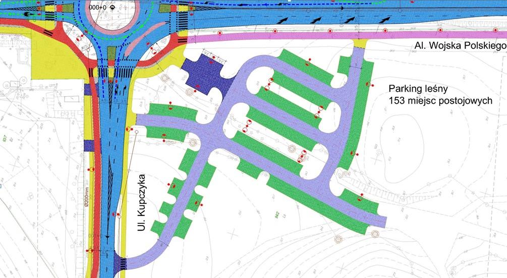 Parking leśny Węzeł przesiadkowy Głębokie modernizacja skrzyżowania przy al. Wojska Polskiego ul.