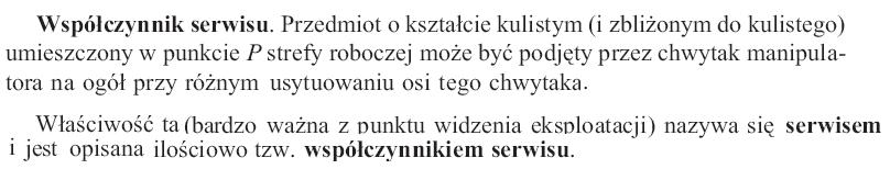 Kąt i współczynnik serwisu kąt serwisu: C