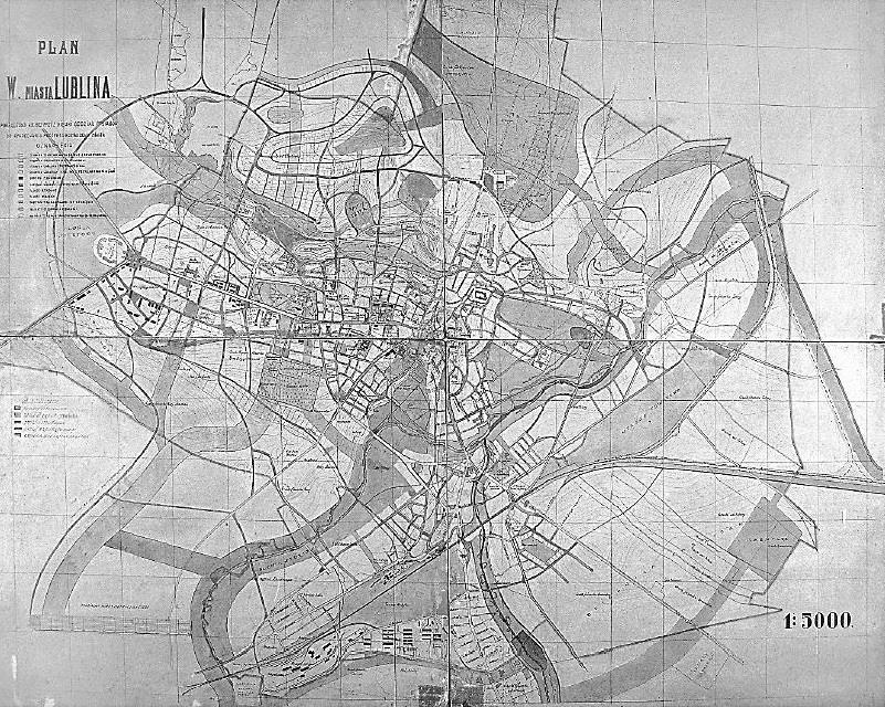 Plany urbanistyczne Lublina z lat pięćdziesiątych XX wieku 215 takiego rozwiązania było dobre nasłonecznienie), trakty komunikacyjne prowadząc natomiast dolinami rzek.