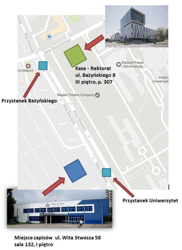 PŁATNOŚCI: a) KASA UG w Rektoracie III piętro, pokój 307 (płatność wyłącznie gotówka, brak możliwości płacenia kartą płatniczą w kasie!). b) PRZELEW BANKOWY* (np. za pośrednictwem Internetu). UWAGA!