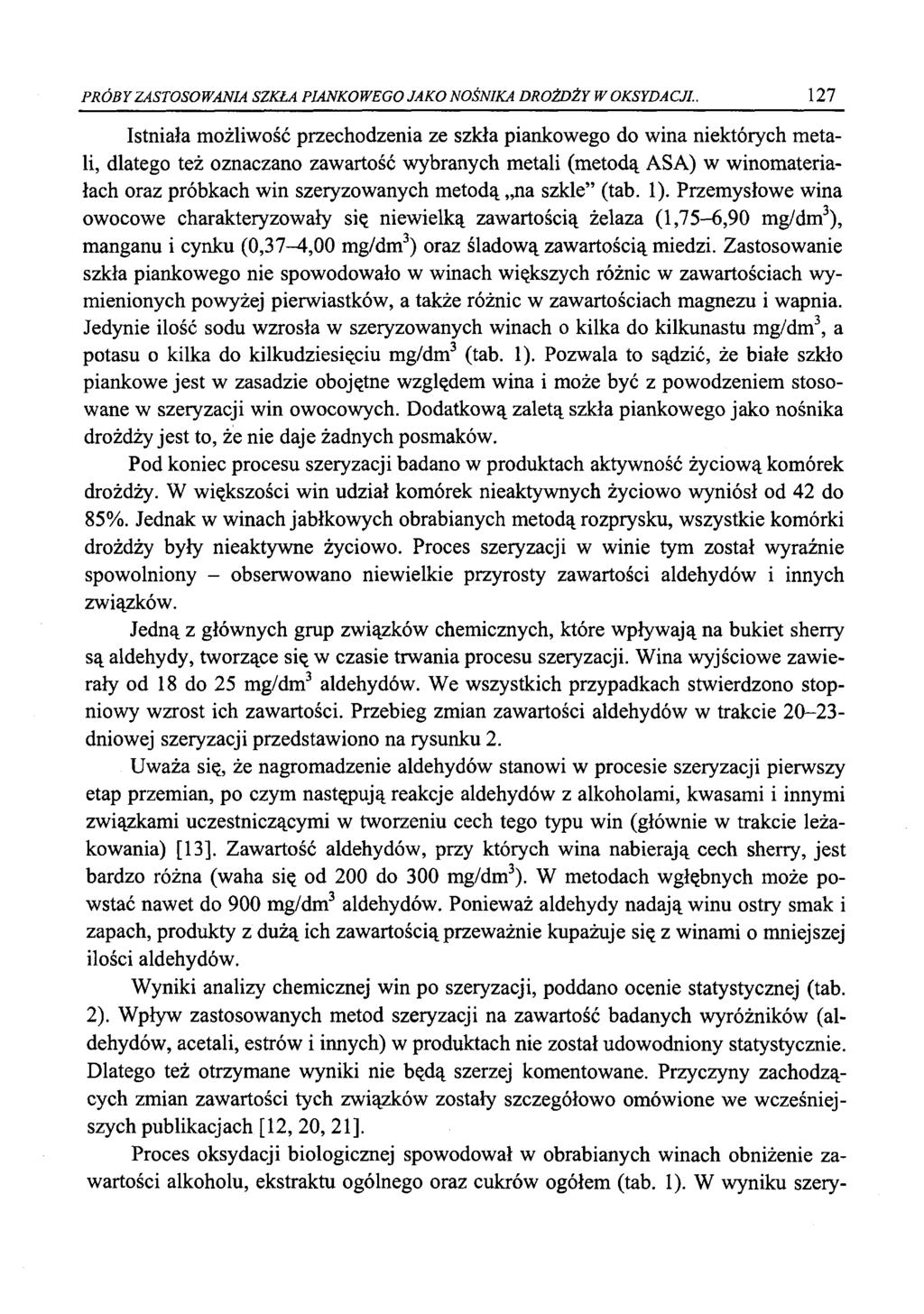 PRÓBY ZASTOSOWANIA SZKŁA PIANKOWEGO JAKO NOŚNIKA DROŻDŻY W OKSYDACJI.