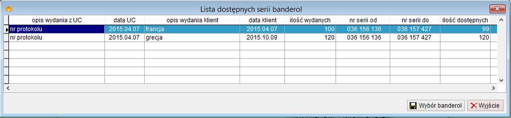 Rozliczenie serii wydanych bandero następuje po wybraniu przycisku <Dodaj>.