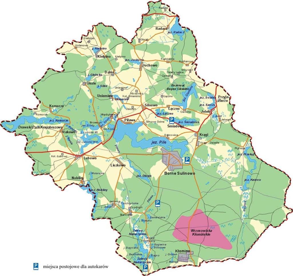 Rysunek nr 1. Mapa gminy Borne Sulinowo Liczba ludności w gminie na przestrzeni ostatnich 5 lat utrzymuje się niemalże na tym samym poziomie.