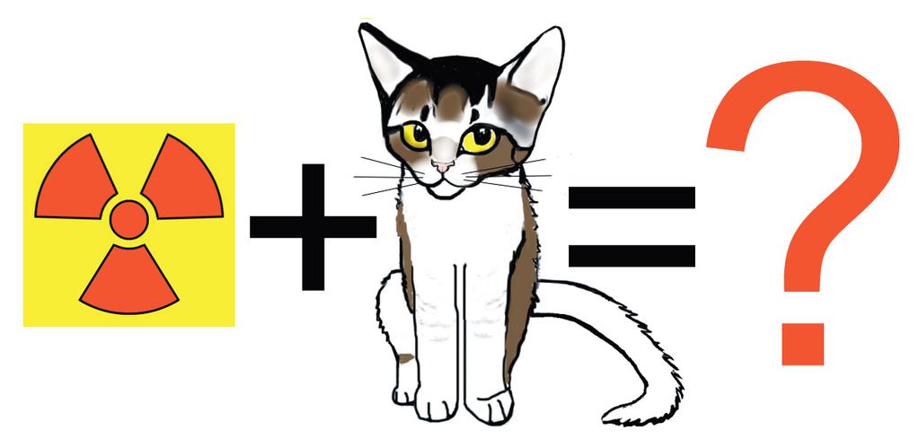 Kot Schrödingera 24 Eksperyment Schrödingera polega na tym, aby w szczelnie zamkniętym nieprzezroczystym pudle umieścić żywego kota oraz urządzenie uwalniające trujący gaz po