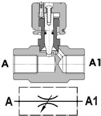 Zawory dławiące i zabezpieczające Zawór dławiący FPSB Korpus - stal ocynkowana Pokrętło - stal Zawór dławiący nastawny u FPSB stosowany w układach hydraulicznych jako element sterujący natężeniem u.