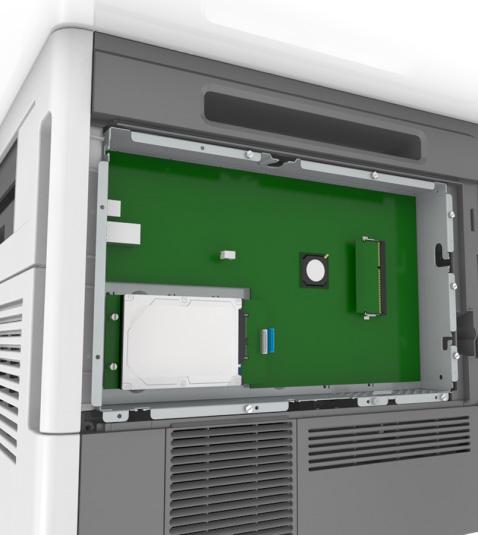 Dodatkowa konfiguracja drukarki 28 Ostrzeżenie możliwość uszkodzenia: Elementy elektroniczne płyty systemowej są narażone na uszkodzenia elektrostatyczne.