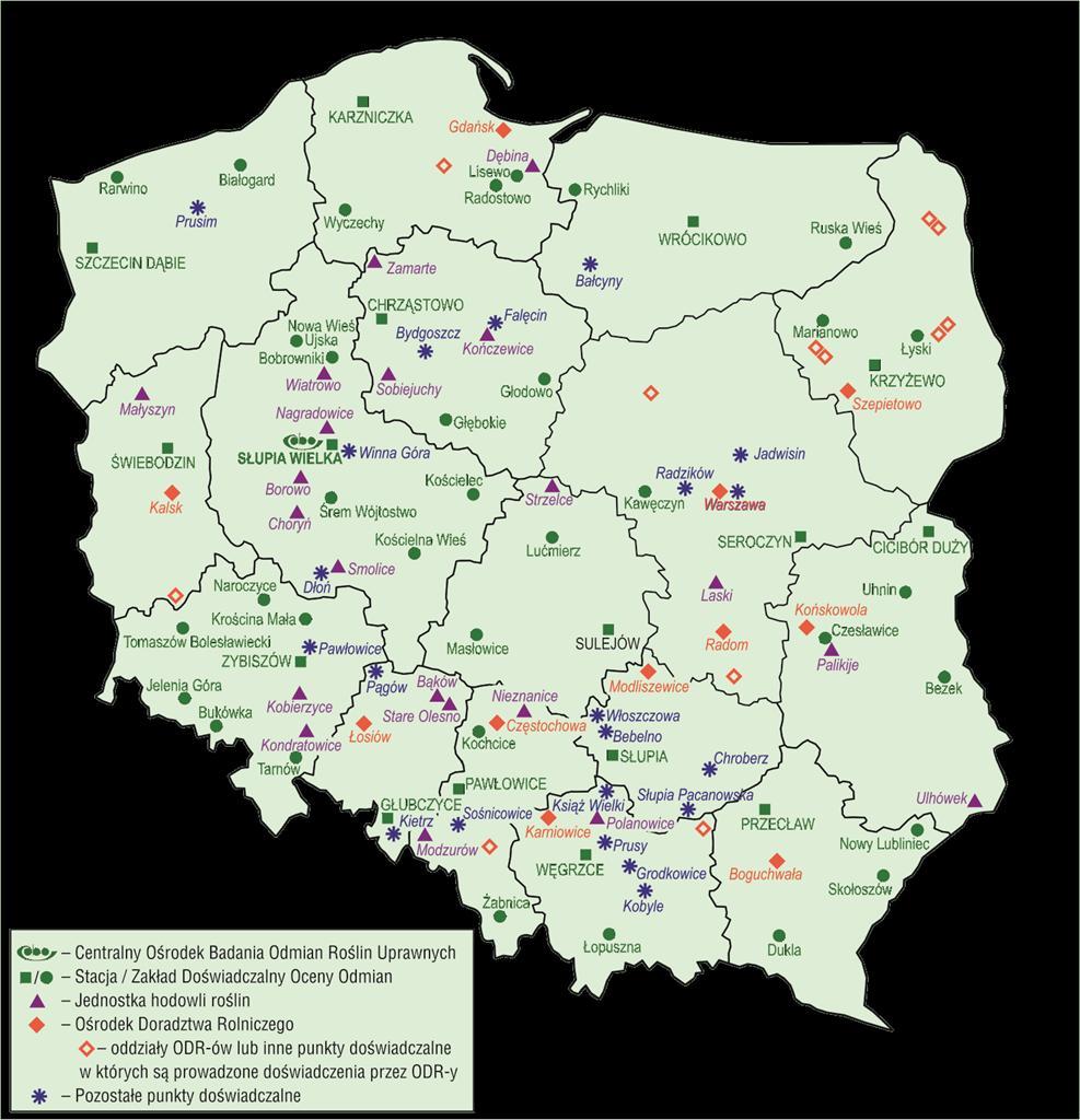 Rozmieszczenie doświadczeń PDO, w sezonie 2015/2016 Razem w 103 podmiotach