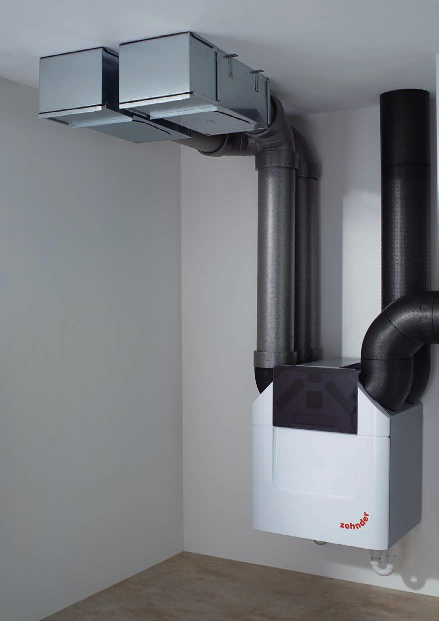 Odzysk ciepła Centrale wentylacyjne firmy Zehnder, standardowo wyposażone w krzyżowo-przeciwprądowy wymiennik ciepła, przekazują do świeżego powietrza energię cieplną odzyskaną ze zużytego powietrza