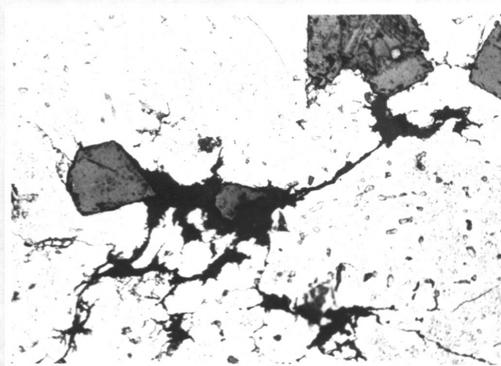 84 a) b) Rys.7 Mikrostruktura kompozytu AG10/5%C gr +5%SiC. Trawione 3% HF, a) pow.x400, b) pow.x100. Fig. 7.