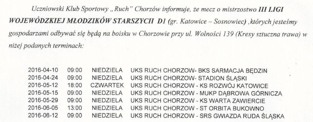 Mecz odbędzie się na Orliku Jaworzno Pieczyska ul. Poniatowskiego przy gimnazjum nr.11.