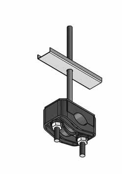 U1011- (Ø 25-46 mm) U2011- (Ø 45-70 mm) U101- (Ø 25-46 mm) U201- (Ø 45-70 mm) Uchwyty U1 i U2 na słupy ŻN Służą do mocowania kabla i rur o średnicach 25-46 mm oraz 45-70mm na