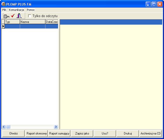 Aplikacja PLOMP PLUS FM przeznaczona jest do odczytu i archiwizacji pamięci fiskalnej kas Farex. Aplikacja pracuje w systemach operacyjnych Windows.