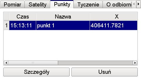 Na przycisku Punkt pojawi się licznik informujący o ilości wyznaczeń pozycji na danym punkcie. Po osiągnięciu żądanej liczby wyznaczeń należy ponownie nacisnąć przycisk.