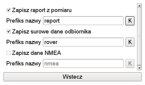 W trybie niezależnym lub gdy źródłem poprawek trybu RTK jest drugi odbiornik W111, pola mogą mieć dowolną wartość lub pozostać niewypełnione. Inic. modemu - ciąg znaków inicjalizujący modem GSM.