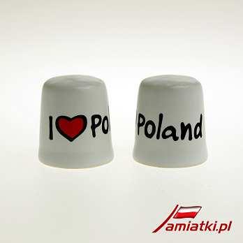 Naparstek Ceramiczny I Love Poland Wysokość: 3 cm.