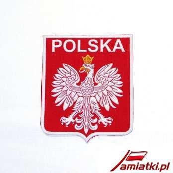 Emblemat - Naszywka Godło DA 01-59-01 Naszywki - Emblematy - Godło Polski, w kształcie tarczy. Wysokość ok. 9 cm.
