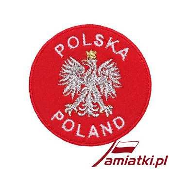 Naszywka Haftowana Godło (044O) 01-59-54 Średnica: 6 cm Naszywka Haftowana Flaga Polski (043) 01-59-55