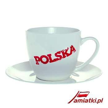 Filiżanka - Poland Mapa 01-01-71 pojemność 200 ml, wysokość 75 mm, średnica 82/50 mm, spodek 140 mm Kubek Emaliowany Metalowy biały 01-01-801 Model kubka: Kubek Boss poj.