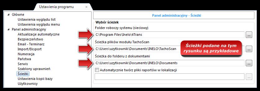 30 Rys Ustawienia programu -> Ścieżki 4 Skopiuj katalogi wraz z ich zawartością na dowolny nośnik danych Jeśli "Ścieżka plików modułu TachoScan" oraz "Ścieżka do folderu z dokumentami" zawarta jest w
