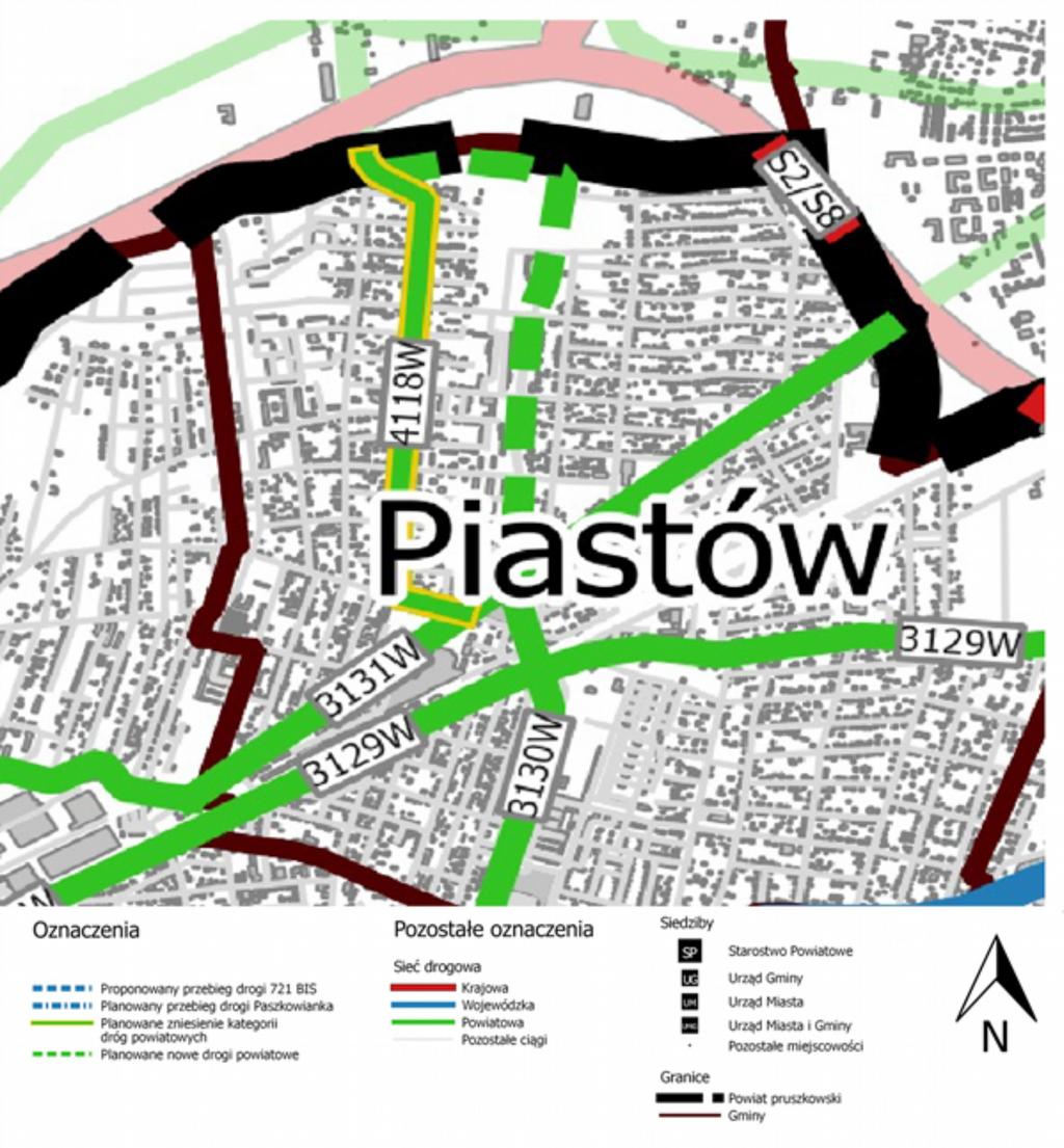 Proponowane nowe połączenie miejscowości Piastowa i Ożarowem