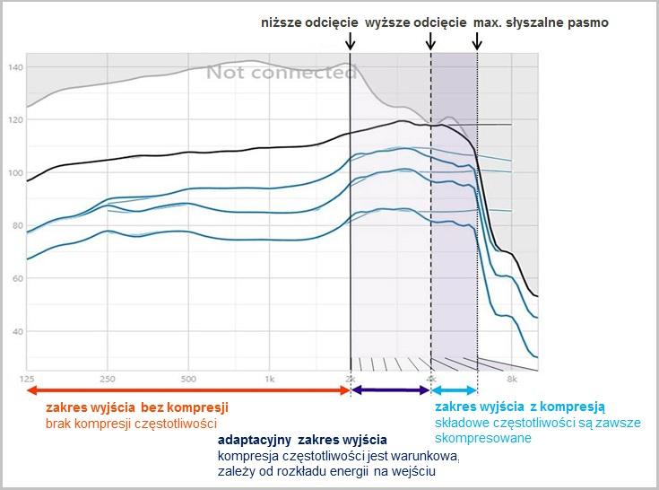 przedstawia rozkład spektralny różnych fonemów angielskich. Rys.1: Banan mowy pokazujący częstotliwość dźwięków mowy w języku angielskim.