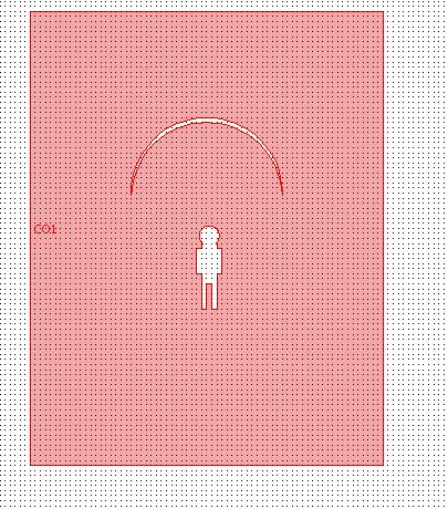 Następnie narysowaliśmy model oraz prostokąt, w którym został on umieszczony, tak aby wyznaczyć przepływ aerodynamiczny w tym obszarze. Model wykonany w programie Comsol Multiphysics 3.