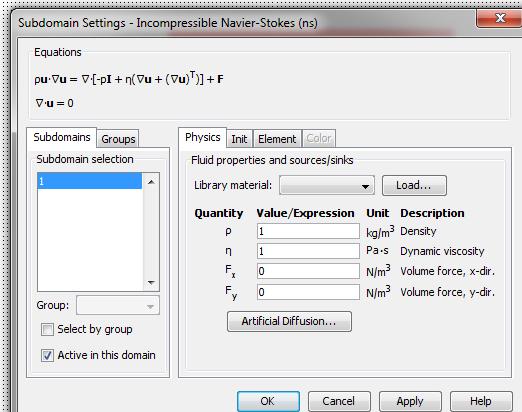 Parametry te określiliśmy w zakładkach Subdomain oraz Boundary Settings, definiując wlot i