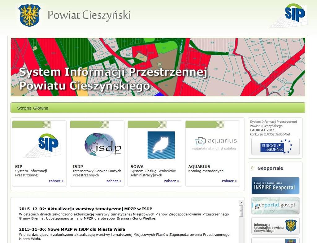 Instrukcja korzystania z wybranych funkcjonalności Systemu Informacji Przestrzennej Powiatu Cieszyńskiego I.