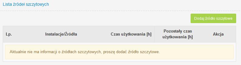 7) Pole wyboru Praca jako źródło szczytowe (czas pracy poniżej 1500 h/rok); 8) Pole wyboru Ograniczenie czasu użytkowania do 17500 h (w latach 2016 2023) przy zaznaczeniu którego konieczne jest