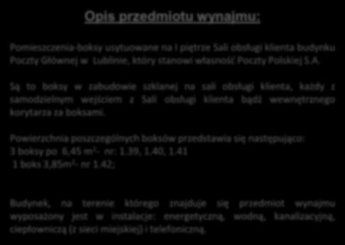 Pomieszczenia-boksy usytuowane na I