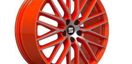 pomarańczowym z oponami Pirelli P Zero 225/35 88Y33 19-calowe felgi aluminiowe SEAT Sport Line PERFORMANCE RED w kolorze czerwonym z oponami Pirelli P Zero 225/35 88Y33 6955 6955 Pakiet Black
