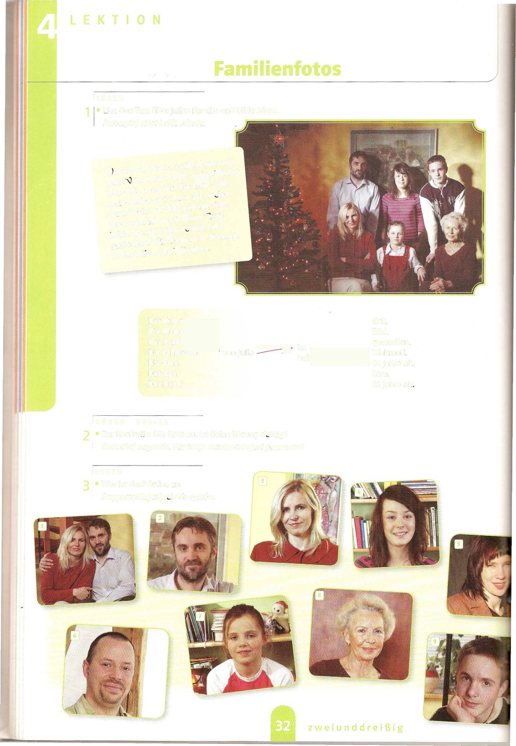 LESEN lies den Text über julias Familie und bilde Sätze. Przeczytaj tekst i ul6i zdania. sechs Personen:,,'Vir sind zu Hause, e 'MuHer mein "Va\er K\aus (44), n~~~~(14) 2) mein Bruder.