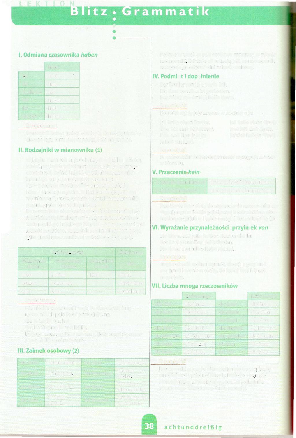 ich du er, sie, es wir ihr sie,sie habe habe hast hat haben habt haben Zwroc uwag~! Czasownik haben (miec) odmienia si~ nieregularnie, dlatego jego form nalezy nauczyc si~ na pami~c.
