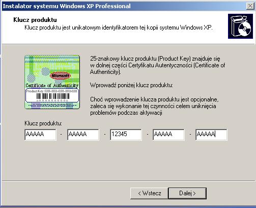 Krok 7 Pojawi się ekran "Twój klucz produktu".