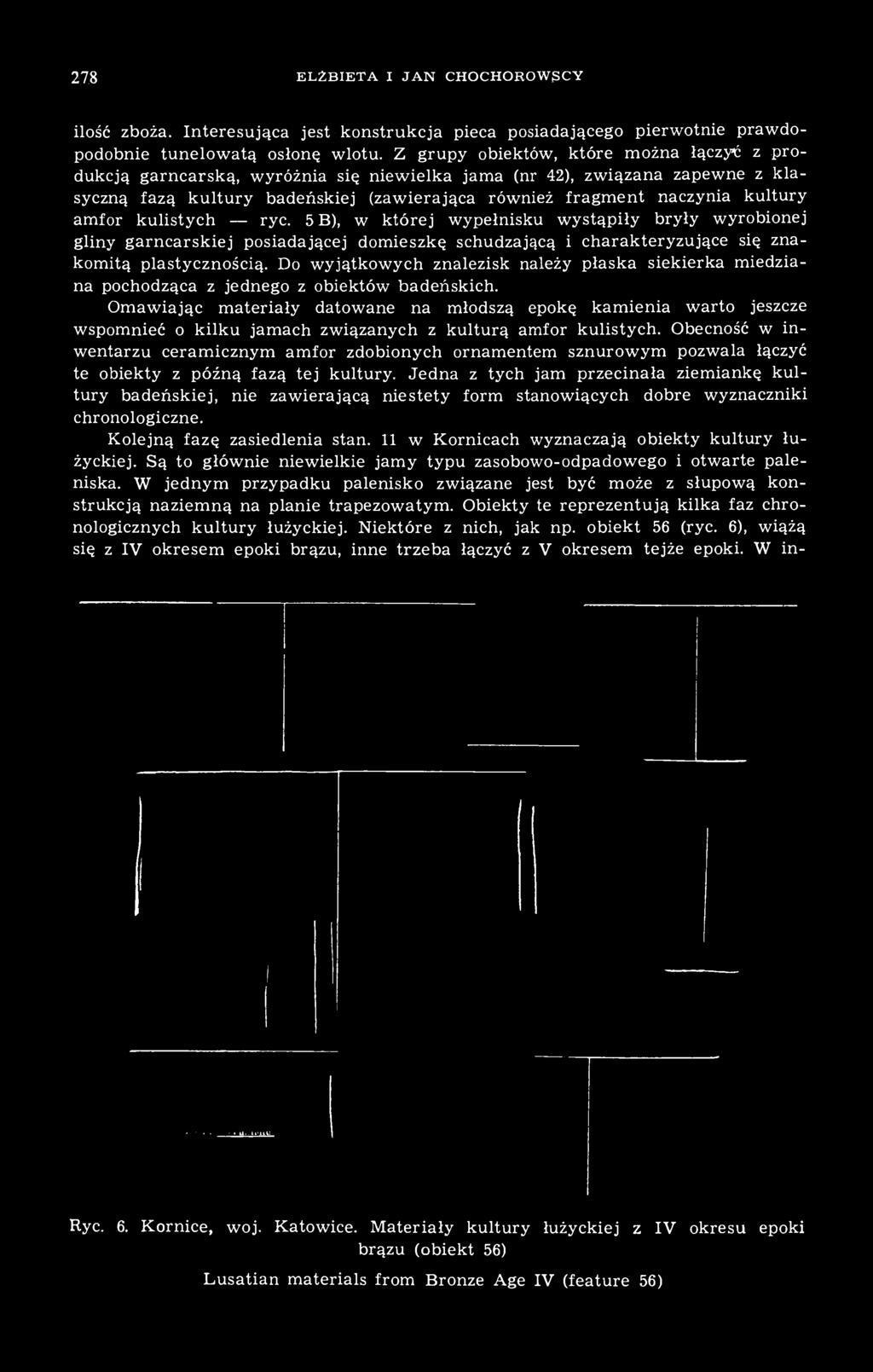 amfor kulistych ryc. 5 B), w której wypełnisku wystąpiły bryły wyrobionej gliny garncarskiej posiadającej domieszkę schudzającą i charakteryzujące się znakomitą plastycznością.