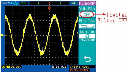 Podstawowe czynności Filtr cyfrowy Wciśnij CH1, następnie wybierz Digital Filter z menu ekranowego, aby dostać sie do menu FILTER-CH1.
