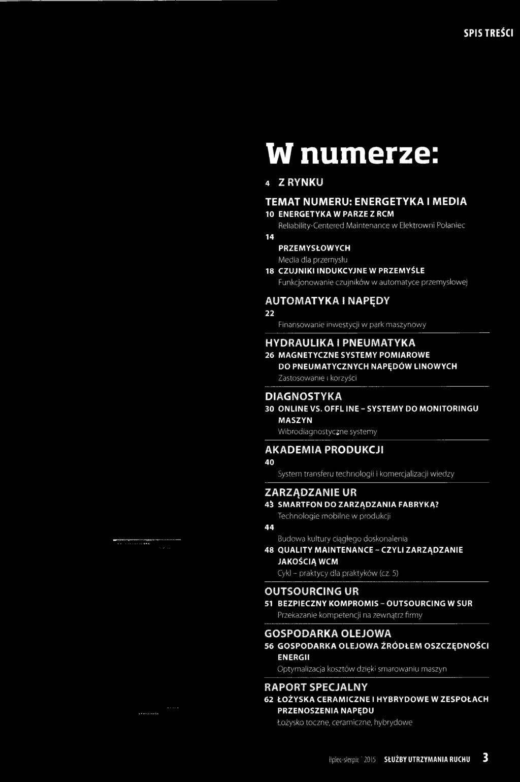 PNEUMATYCZNYCH NAPĘDÓW LINOWYCH Zastosowanie i korzyści DIAGNOSTYKA 30 ONLINE VS.