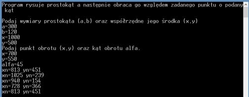 xn:=round(((x+a/2)-xo)*cos(alfa_rad)-((y-b/2)-yo)*sin(alfa_rad)+xo); yn:=round(((x+a/2)-xo)*sin(alfa_rad)+((y-b/2)-yo)*cos(alfa_rad)+yo); writeln('xn=',xn,' yn=',yn); lineto(xn,yn);