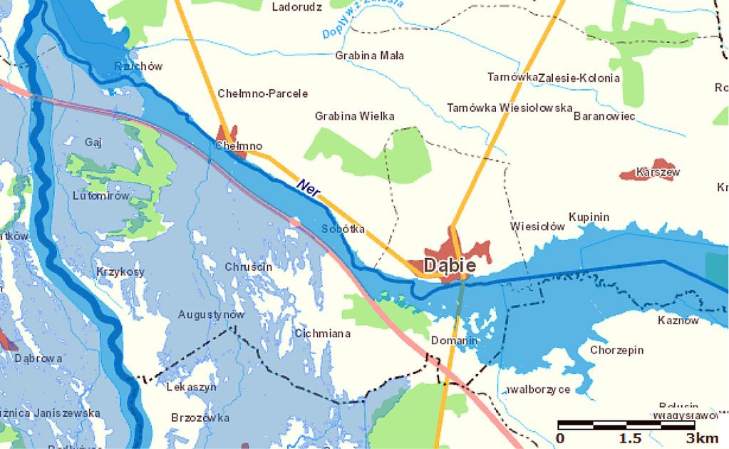 do rzeki Warty. Analizowany ciek płynie przez tereny dwóch województw, a mianowicie wielkopolskiego i łódzkiego.