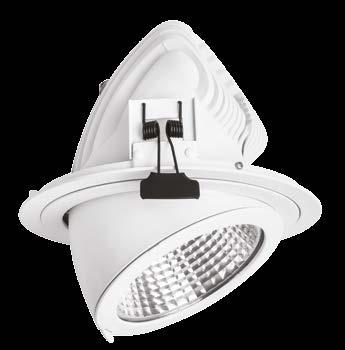 SPARK LED Recessed modern downlight, for suspended ceilings with adjustable optics for integrated LED modules Nowoczesna oprawa typu downlight do zabudowy w sufitach podwieszanych, optyka obrotowa i