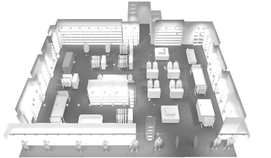SALES AREAS VERKAUFSFLÄCHEN POWIERZCHNIE SPRZEDAŻOWE EN A correct diagnosis of commercial space specifics allows for the development of individual lighting systems that will properly display the